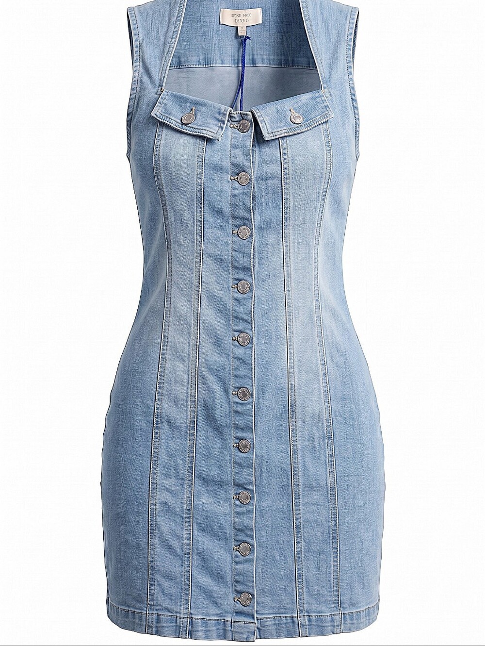 NWT! Love Tree Denim Button-Front Light Blue Women's Jeans Dress